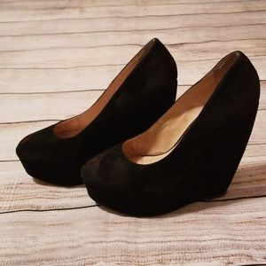 Aldo black suede wedges